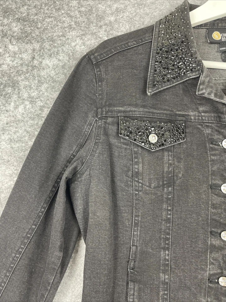 Chaqueta Christine Alexander Mujer Grande Denim Elastizada Embellecida Western Bling Foto 3 de 4