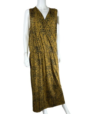 Garnet Hill Brown Black Snakeskin Print Maxi Dress Faux Wrap Pockets Knit L  NWT | eBay