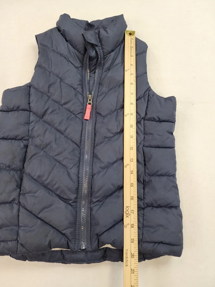 Old Navy Boy's Frost Free Solid Full Zip Puffer Vest Blue M Reg 8 Fleece Lined - Image 2 of 4