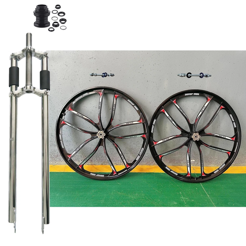 DONSP1986 26" Bike Fork &headset, 1" Threaded TripleTree w/ Mag& Spoke Wheel Rim - Image 4 of 4