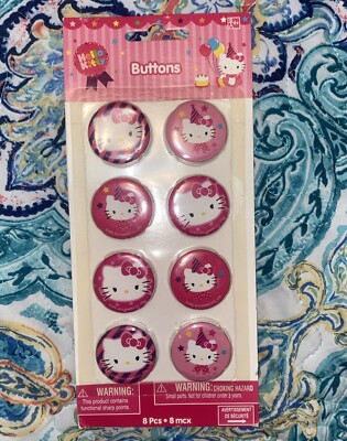 Hello Kitty 1-1/4'' Colorful Button Pins Pinback Sanrio 2013 Amscan New Unopened