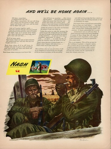 1944 Nash Kelvinator Military Army Home Again Vintage Old Print Ad Windmill N-K
