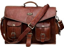 Borsa a tracolla messenger in vera pelle marrone da uomo vintage nuova valige...