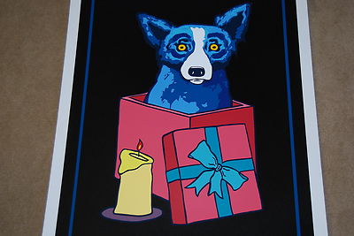George Rodrigue Blue Dog Jingle My Bells At Night Silkscreen Print