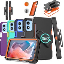 For Motorola Moto G Play 2024 4G Case Hybrid Belt Clip Fit Otterbox Defender