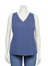 Nine West Essential V-Neck Tank - Blue polyester  Size 4X NEW Women’s Layering