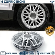 4 Copricerchi per Fiat Stilo 16'' Coppette Silver 10 Razze a Y MADE in EU