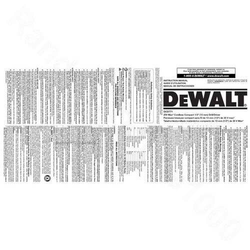 Taladro atornillador DCD771 DeWalt 20V 1/2" tamaño chuk herramienta inalámbrica compacta solamente - Imagen 8 de 9