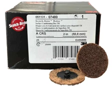 (25) 3M 07480 Scotch-Brite Roloc Disc Coarse 2" Brown - Box of 25