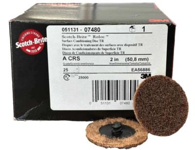 (25) 3M 07480 Scotch-Brite Roloc Disc Coarse 2'' Brown - Box of 25