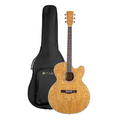 41'' Acoustic Electric Cutaway Guitar Antique Jumbo Body Curly Ash body Okoume