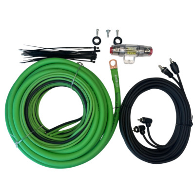 Soundqubed 4 Gauge Amp Kit CCA Amplifier Wiring Complete Install Green Wire Kit