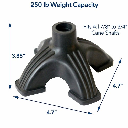 Carex Health Brands Self Standing Four Pronged Cane Tip NonSlip Rubber