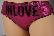 VTG VICTORIA'S SECRET PINK IN LOVE BLING LACE BACK LOW RISE HIPSTER PANTY M