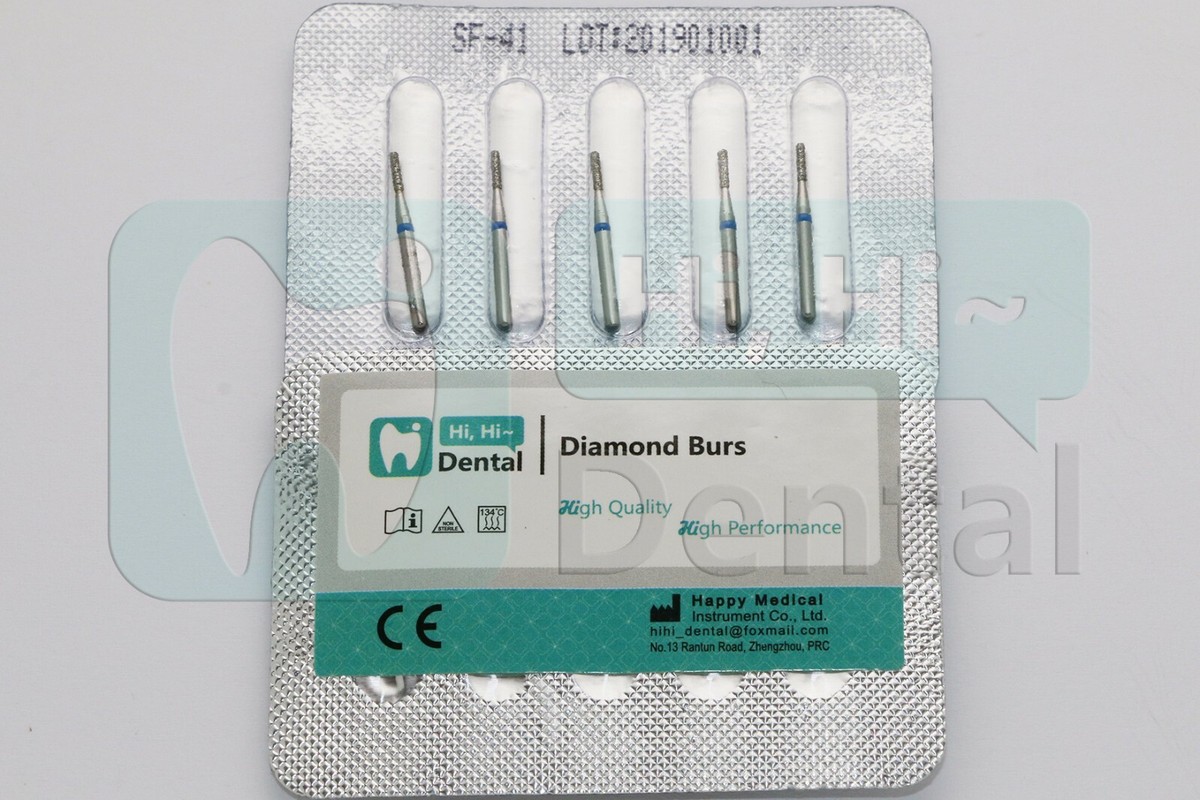 10 Fraises Diamantées Dentaires FG - Cylindre Bout Plat 835/010M, Haute Vitesse