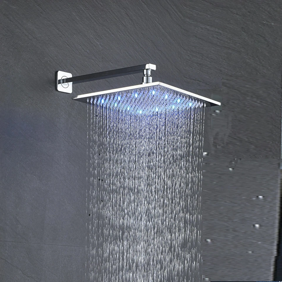 Sistema de lluvia LED de 12"" grifo de ducha masaje termostático chorros pulverizador MIxer Foto 4 de 4