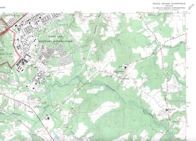 Prince George Quadrangle Virginia 1969 USGS Topo Map 7.5 Minute Topographic