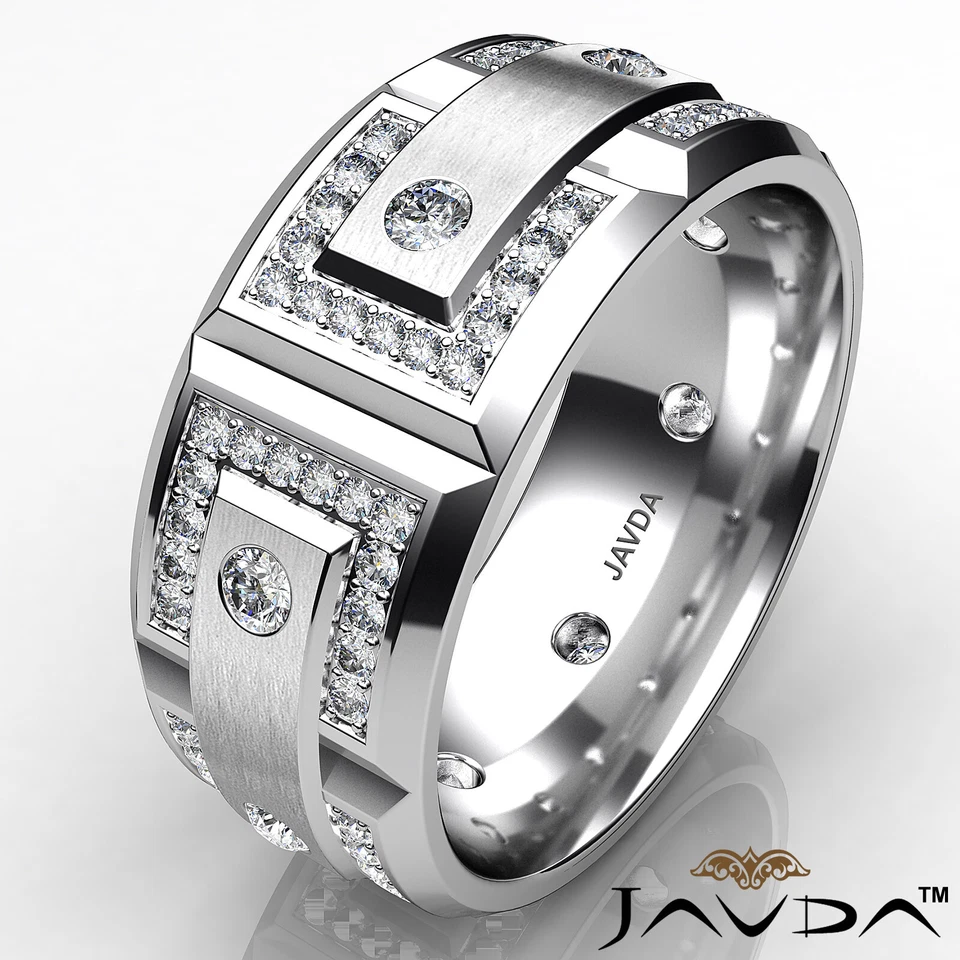 Conjunto de bisel pavé para hombre boda diamante banda eternidad micro pavé conjunto oro 1,10 quilates Foto 2 de 4