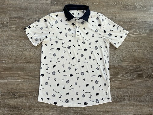 Swannies Quinlan Polo Shirt All Over Bear Patterned Performance XL Tiger King