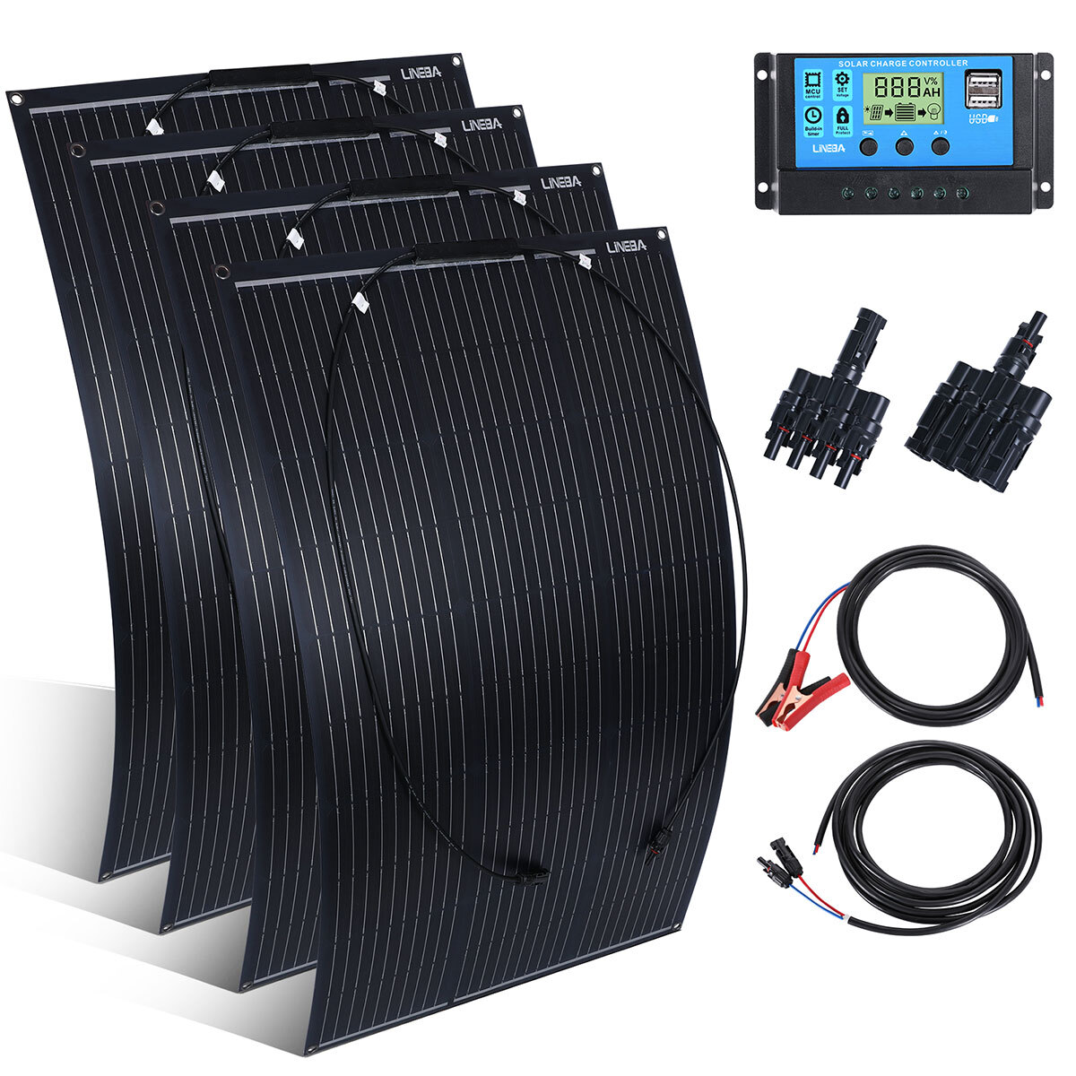 400W Solar Panel Kit Battery Charger + 30A Controller RV Trailer Camper Van Boat