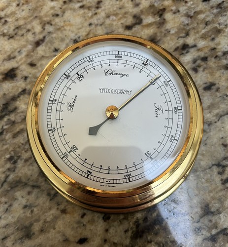 Brass Trident Barometer Vintage Made In Germany - Foto 2 di 6