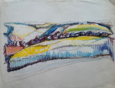 Gouache Expressiv Weite Landschaft Dieter Skorupa Berlin #20 49 x 62 cm