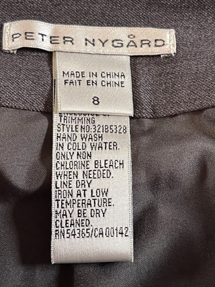 Falda recta geométrica bordada gris para mujer Peter Nygard talla 8 Foto 3 de 4