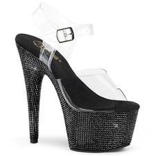 PLEASER BEJEWELED-708DM Women's 7" Heel Platform Ankle Strap Sandal W/RS Shoes