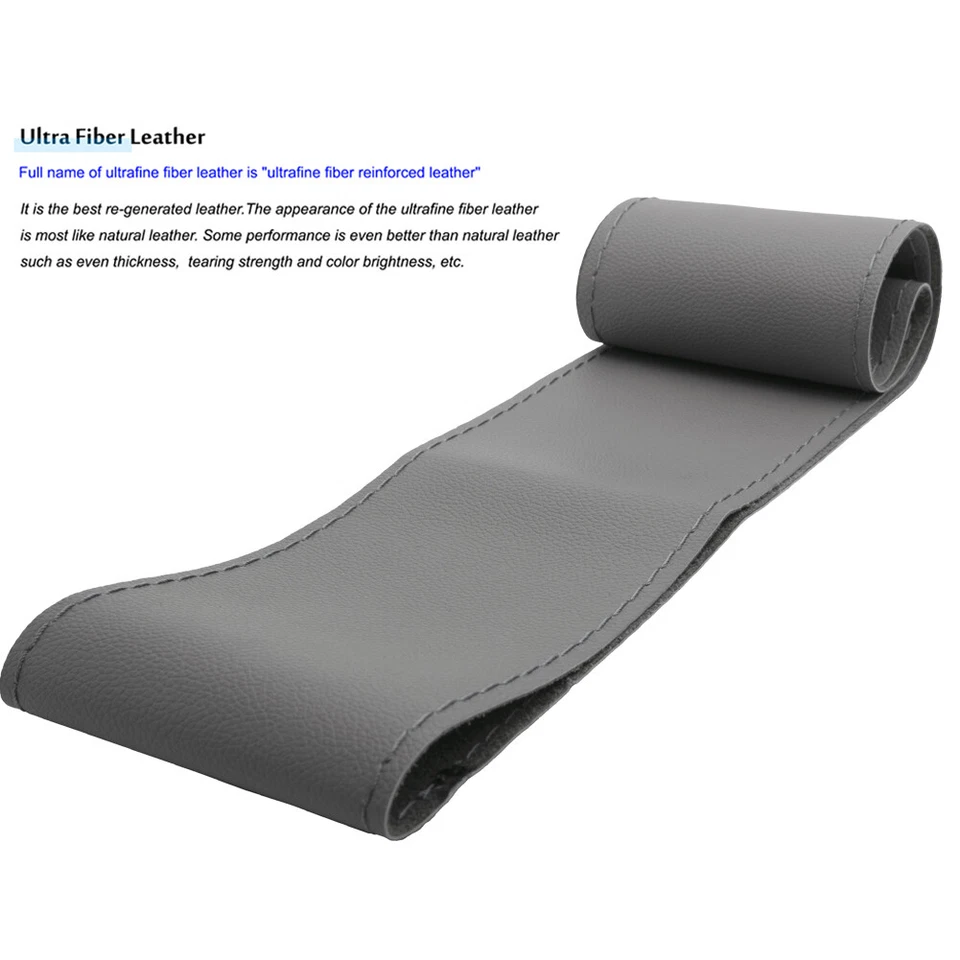 Cubierta de volante de coche de EE. UU. Protector de hilo de aguja GRIS HÁGALO USTED MISMO coser a mano cuero Foto 2 de 4