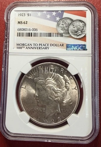 1923 $1 Peace Dollar. NGC MS-62. Free Shipping