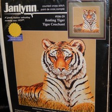 JANLYNN Kit Punto de Cruz Contado RESTING TIGER 106-29 De Colección SELLADO 14.5" Nuevo
