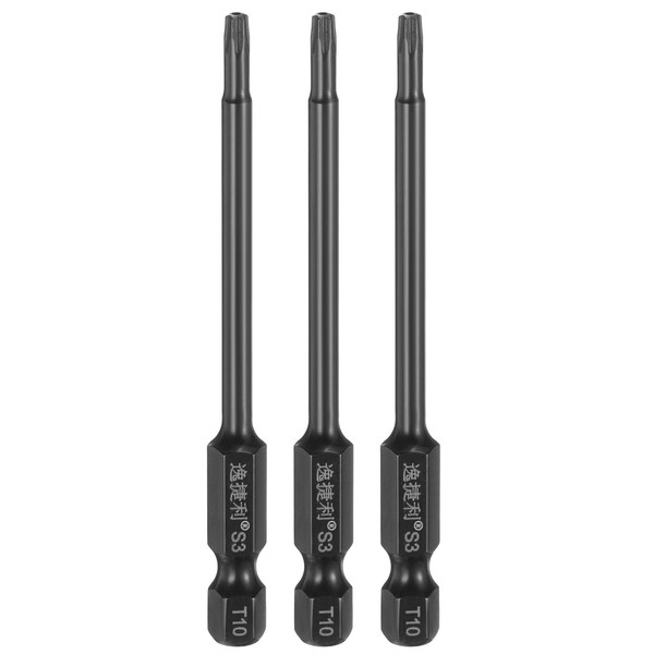 "3Er-Set T10 Magnet-Torx-Bits 1/4\" Sechskant 75Mm FüR Schraubendreher"-image