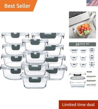 Stackable 24-Piece Glass Storage Set with Silicone Seal - Microwave & Oven Safe