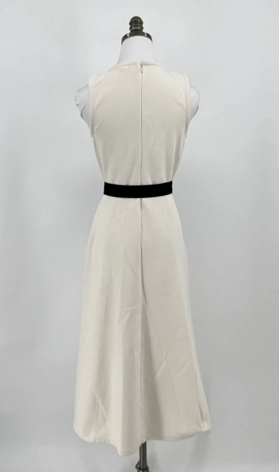 J.CREW Womens Ivory Midi Fit Flare Dress 4T Brushed Cotton Crew Sleeveless - Image 4 of 4