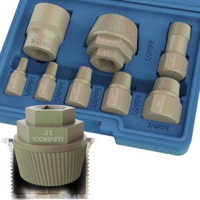 1.5'' Tub Drain & 8pc Pipe Nipple Extractor Set Broken Rusted Plumbing Tool Case