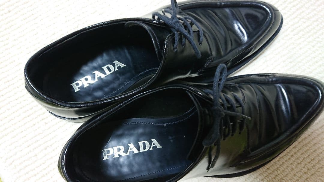 PRADA Men's Dress Shoes Loafers Leather Black UK6.5/US7.5 112984c