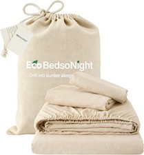 Linen Sheets Queen Size, Cotton Linen Bed Sheets, Breathable, Durable Bed Sets