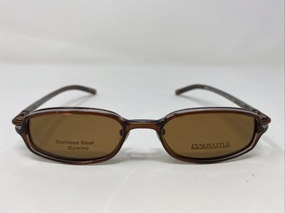 Innovative IAE202 COCOA BROWN 48-17-140 Metal Eyeglasses Frame w/ Clip-on EK02