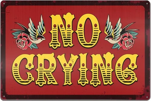 Vintage Tattoo Shop Studio No Crying Tin Metal Signs Home Décor 8x12