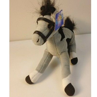 Goffa Plush Horse Toy Black and Gray Pinto Pattern with Bridle New With Tags