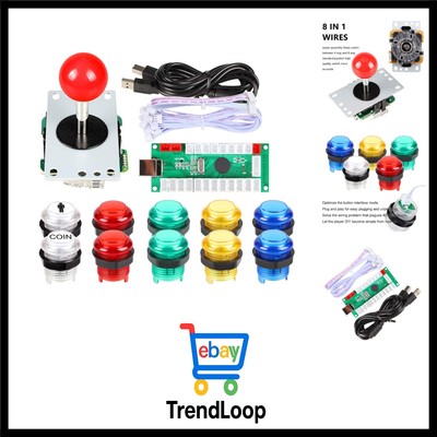 USB Encoder Joystick Kit 10 LED beleuchtet 5V Arcade DIY Teile