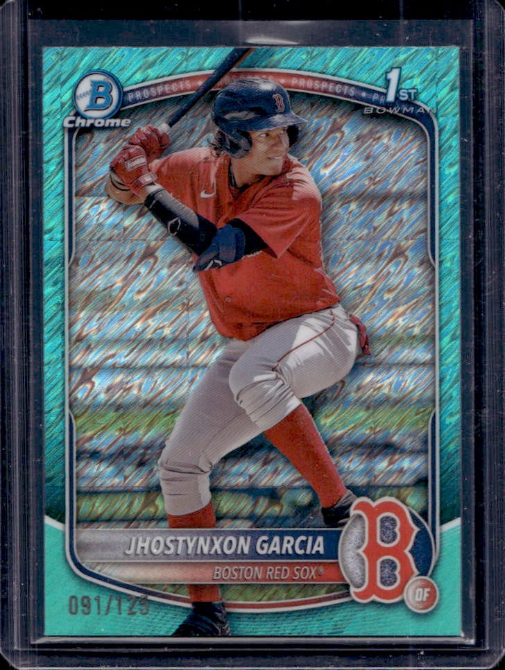 2025 Bowman Jhostynxon Garcia Chrome Refractor Aqua Shimmer 1st #91/125