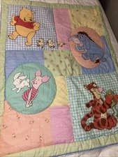 Disney Crown Crafts Winnie The Pooh & Friends Baby Quilt Blanket 42” X 32”