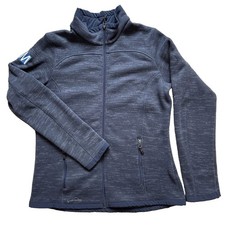 Eddie Bauer Womens Sweater Fleece Full Zip Jacket Blue Heather Size L Initialed