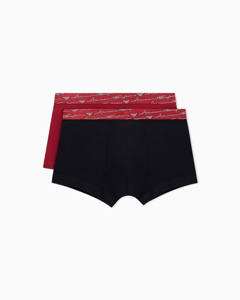 Emporio Armani Herren Allover Shiny Logoband 2-Pack Trunk Badehose, Schwarz, XL-image