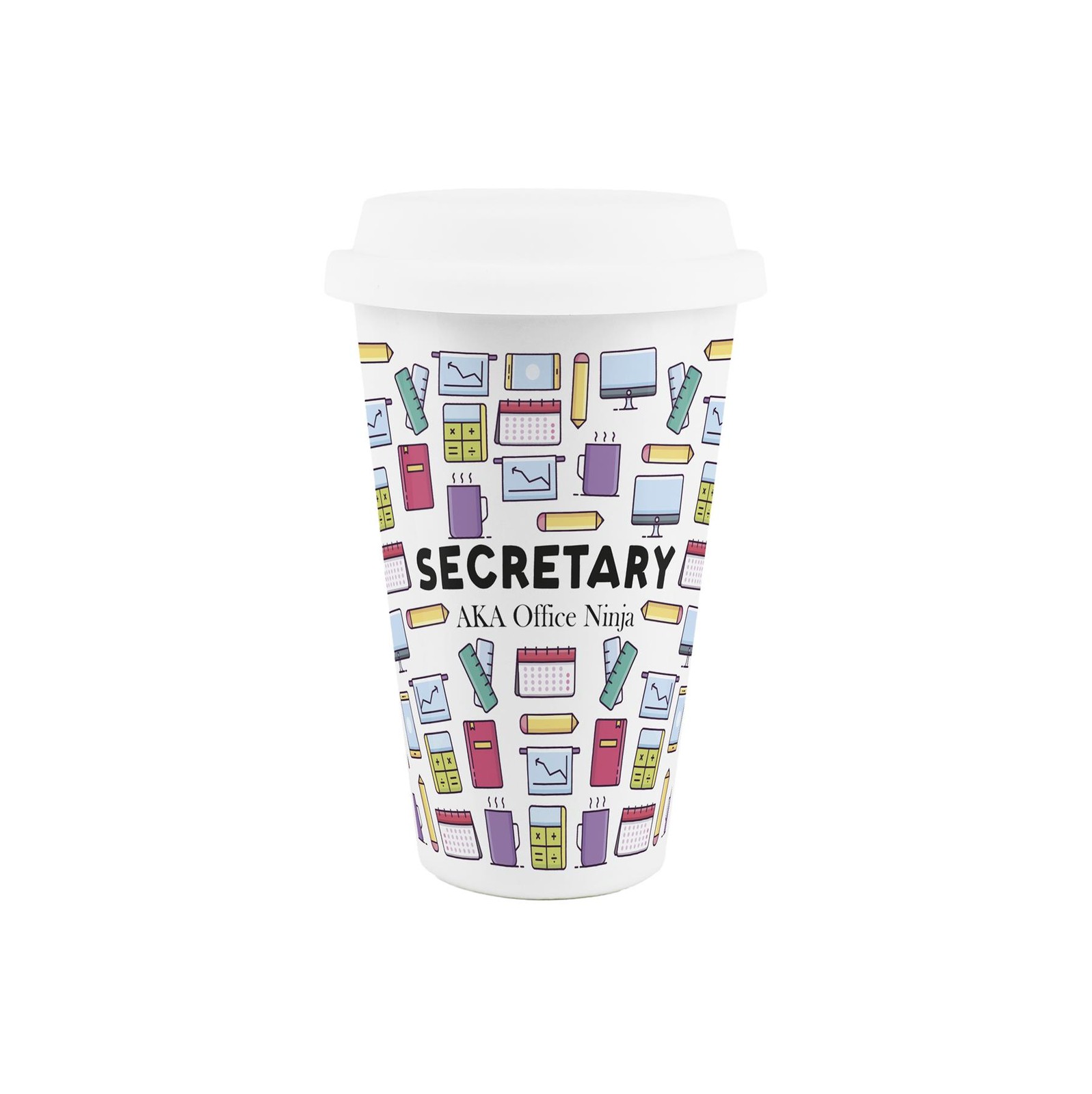 B&Q -  Secretary Ceramic Travel MugNovelty Administration Pa Job GiftsDouble-Walled Insulated Hot/cold Drinks Cup Present - Image 2