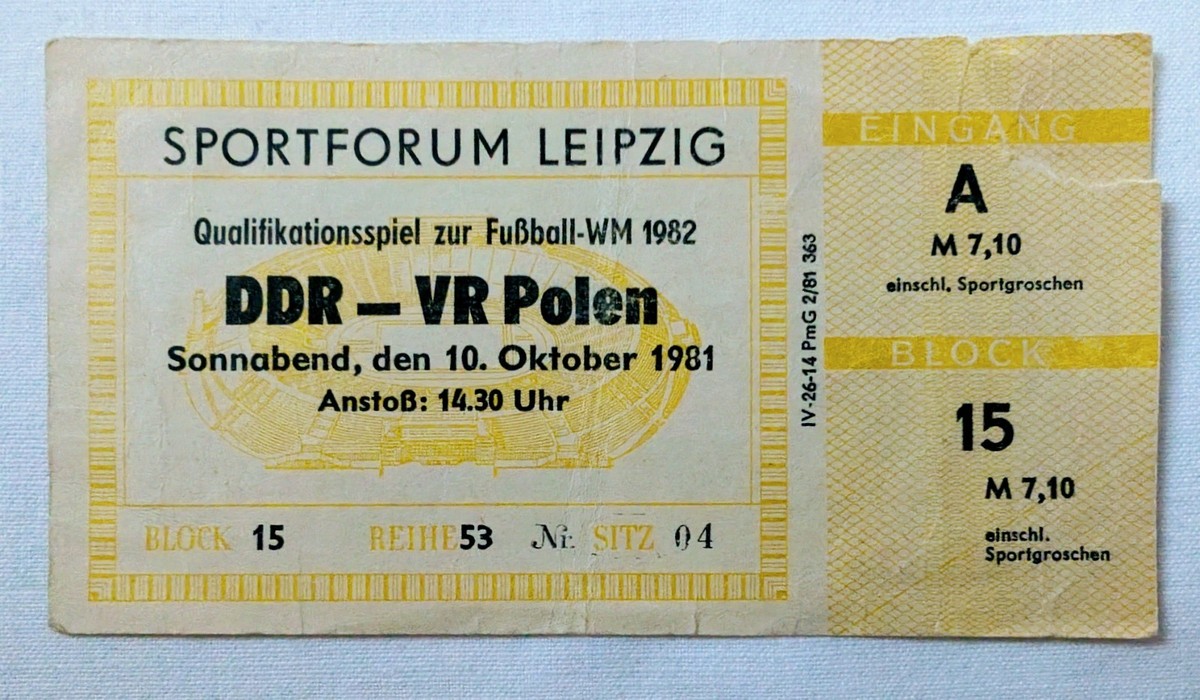 Ticket De Foot Vintage RDA - Belgique 30.03.83, Leipzig, Eintrittskarte