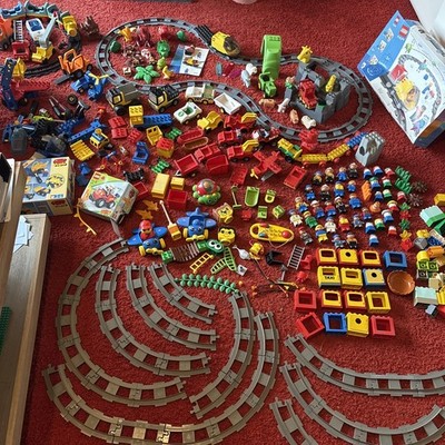 Mega Lego Duplo Eisenbahn Konvolut Lok Intelli Schienen Dinos Bauer Baufahrzeuge
