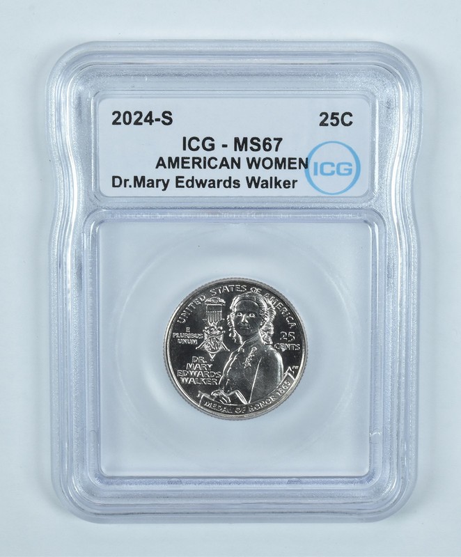 2024-S American Women Quarter Dr Mary Edwards Walker MS67 ICG *0675