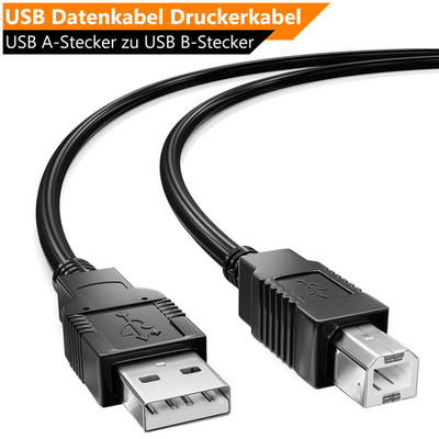 Druckerkabel Scannerkabel USB A auf USB B Drucker Kabel Brother Hp Epson Schwarz